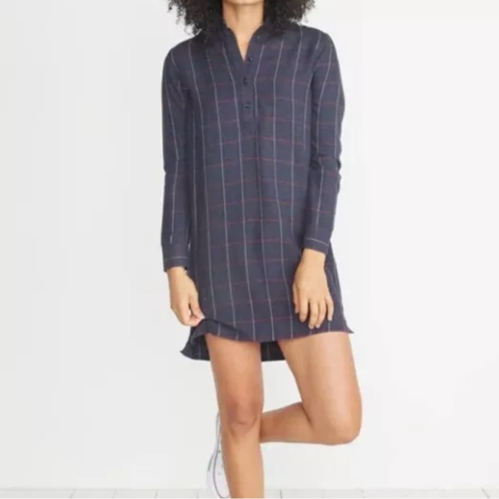 Marine Layer Size XS Savannah Popover Plaid Flannel Shirt Dress Boho Minimalist
